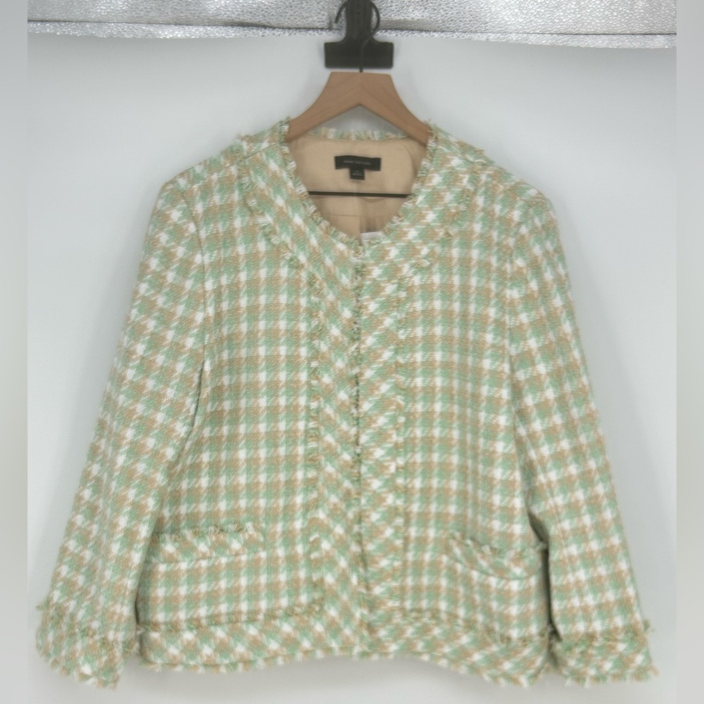 Ann Taylor Mint Green and Cream Tweed Jacket